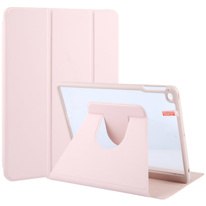 For iPad 9.7 2018 & 2017 / Air / Air2 GEBEI Acrylic TPU 3-folding Rotating Smart Tablet Leather Case withh Pen Slot(Pink) by GEBEI