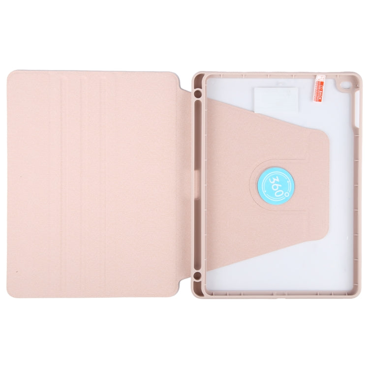 For iPad 9.7 2018 & 2017 / Air / Air2 GEBEI Acrylic TPU 3-folding Rotating Smart Tablet Leather Case withh Pen Slot(Pink) by GEBEI