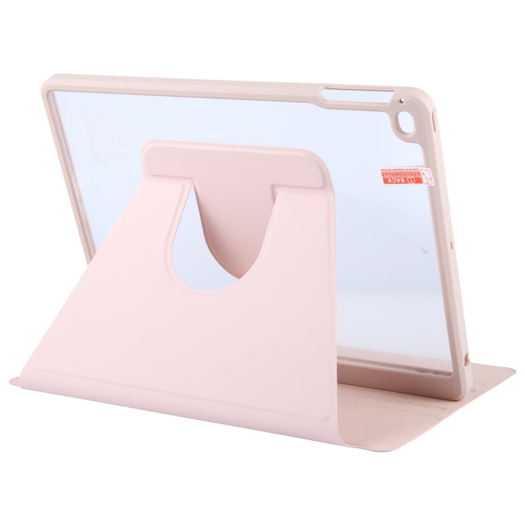 For iPad 9.7 2018 & 2017 / Air / Air2 GEBEI Acrylic TPU 3-folding Rotating Smart Tablet Leather Case withh Pen Slot(Pink) by GEBEI
