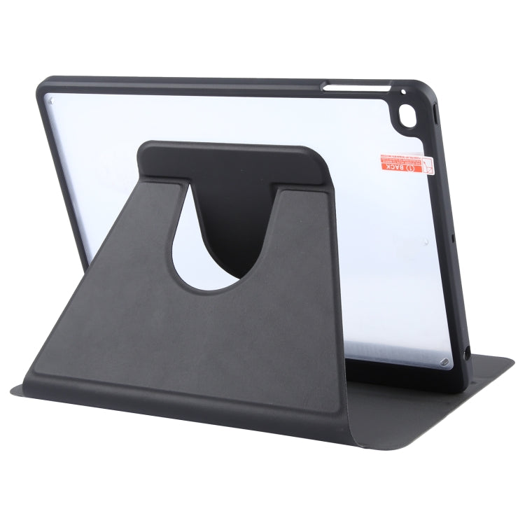 For iPad 9.7 2018 & 2017 / Air / Air2 GEBEI Acrylic TPU 3-folding Rotating Smart Tablet Leather Case withh Pen Slot(Black) by GEBEI