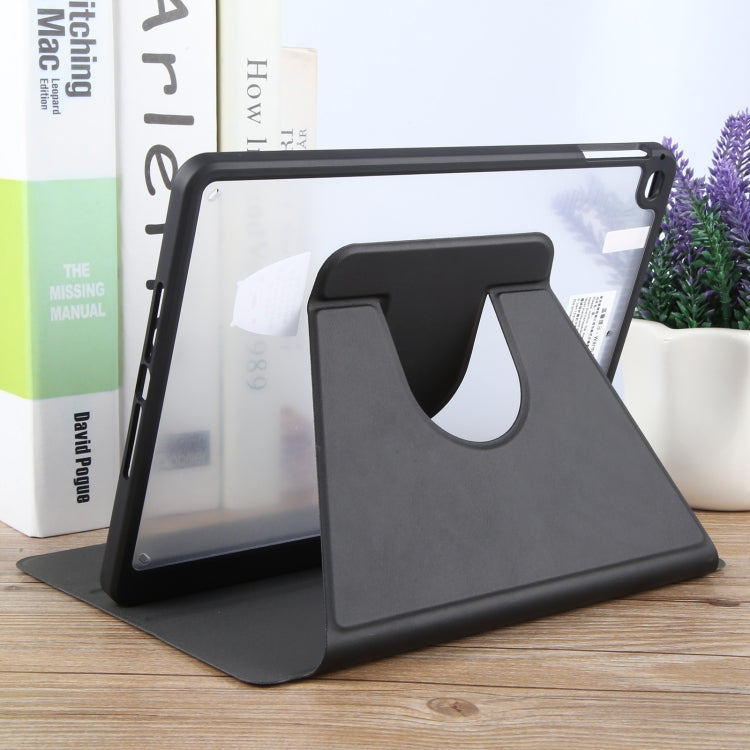 For iPad 9.7 2018 & 2017 / Air / Air2 GEBEI Acrylic TPU 3-folding Rotating Smart Tablet Leather Case withh Pen Slot(Black) by GEBEI