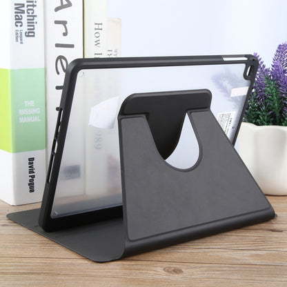 For iPad 9.7 2018 & 2017 / Air / Air2 GEBEI Acrylic TPU 3-folding Rotating Smart Tablet Leather Case withh Pen Slot(Black) by GEBEI