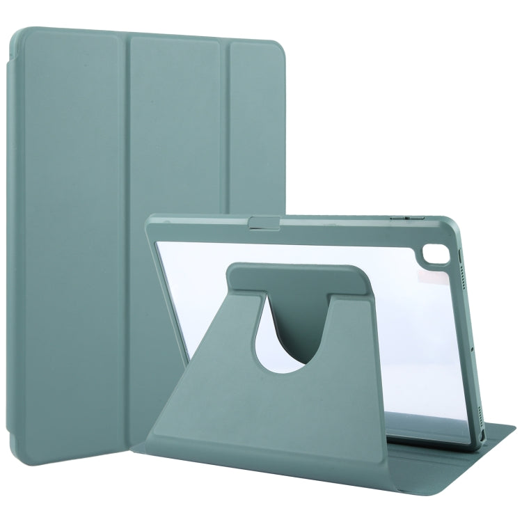 For iPad 10.2 2021 / 2020 / 2019 / Air 3 GEBEI Acrylic TPU 3-folding Rotating Smart Tablet Leather Case withh Pen Slot(Dark Green) by GEBEI