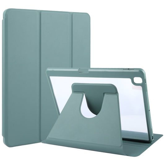 For iPad 10.2 2021 / 2020 / 2019 / Air 3 GEBEI Acrylic TPU 3-folding Rotating Smart Tablet Leather Case withh Pen Slot(Dark Green) by GEBEI