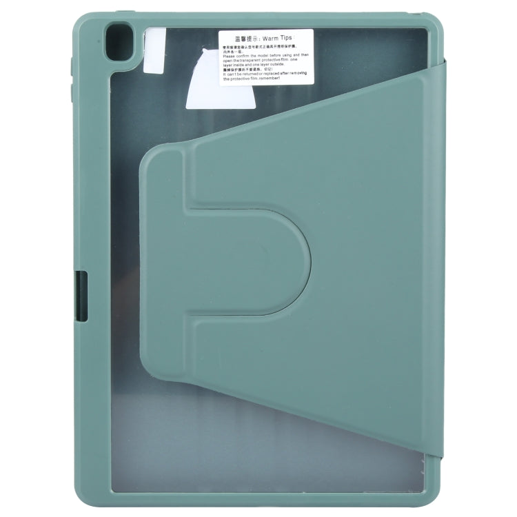 For iPad 10.2 2021 / 2020 / 2019 / Air 3 GEBEI Acrylic TPU 3-folding Rotating Smart Tablet Leather Case withh Pen Slot(Dark Green) by GEBEI