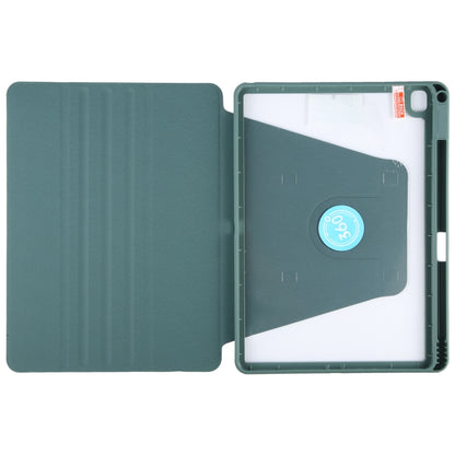 For iPad 10.2 2021 / 2020 / 2019 / Air 3 GEBEI Acrylic TPU 3-folding Rotating Smart Tablet Leather Case withh Pen Slot(Dark Green) by GEBEI