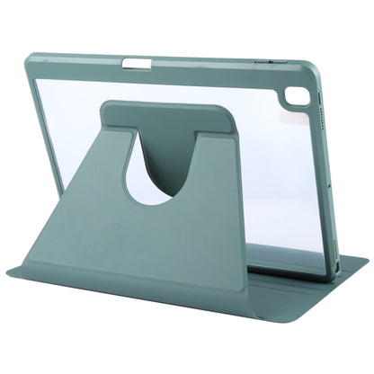 For iPad 10.2 2021 / 2020 / 2019 / Air 3 GEBEI Acrylic TPU 3-folding Rotating Smart Tablet Leather Case withh Pen Slot(Dark Green) by GEBEI
