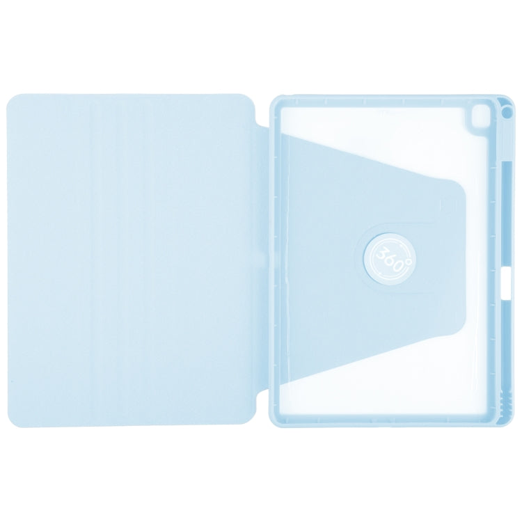 For iPad 10.2 2021 / 2020 / 2019 / Air 3 GEBEI Acrylic TPU 3-folding Rotating Smart Tablet Leather Case withh Pen Slot(Sky Blue) by GEBEI