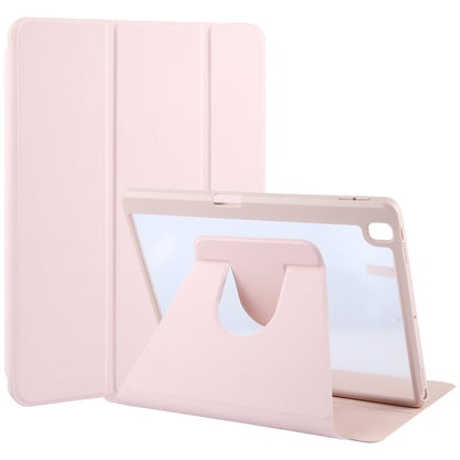 For iPad 10.2 2021 / 2020 / 2019 / Air 3 GEBEI Acrylic TPU 3-folding Rotating Smart Tablet Leather Case withh Pen Slot(Pink) by GEBEI