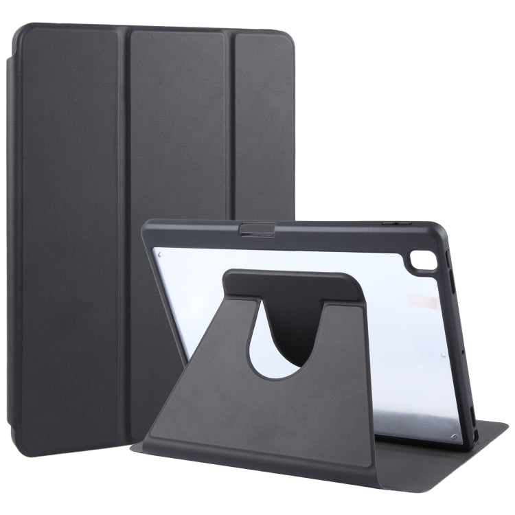 For iPad 10.2 2021 / 2020 / 2019 / Air 3 GEBEI Acrylic TPU 3-folding Rotating Smart Tablet Leather Case withh Pen Slot(Black) by GEBEI