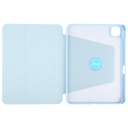 For iPad Pro 11 2022 / 2021 / 2020 GEBEI Acrylic TPU 3-folding Rotating Smart Tablet Leather Case withh Pen Slot(Sky Blue) by GEBEI