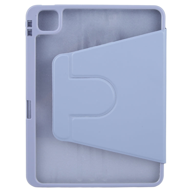 For iPad Pro 11 2022 / 2021 / 2020 GEBEI Acrylic TPU 3-folding Rotating Smart Tablet Leather Case withh Pen Slot(Light Purple) by GEBEI