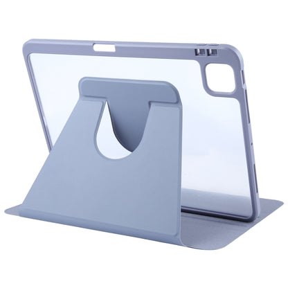 For iPad Pro 11 2022 / 2021 / 2020 GEBEI Acrylic TPU 3-folding Rotating Smart Tablet Leather Case withh Pen Slot(Light Purple) by GEBEI