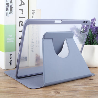 For iPad Pro 11 2022 / 2021 / 2020 GEBEI Acrylic TPU 3-folding Rotating Smart Tablet Leather Case withh Pen Slot(Light Purple) by GEBEI