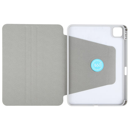 For iPad Pro 11 2022 / 2021 / 2020 GEBEI Acrylic TPU 3-folding Rotating Smart Tablet Leather Case withh Pen Slot(Grey) by GEBEI