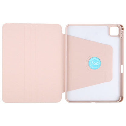 For iPad Pro 11 2022 / 2021 / 2020 GEBEI Acrylic TPU 3-folding Rotating Smart Tablet Leather Case withh Pen Slot(Pink) by GEBEI
