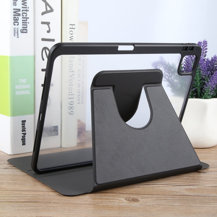 For iPad Pro 11 2022 / 2021 / 2020 GEBEI Acrylic TPU 3-folding Rotating Smart Tablet Leather Case withh Pen Slot(Black) by GEBEI