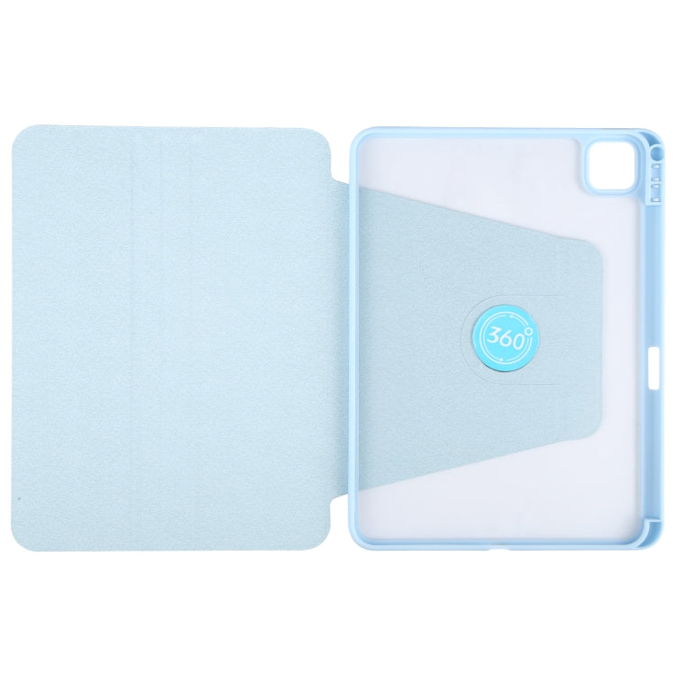 For iPad Air 13 2024 GEBEI Acrylic TPU 3-folding Rotating Smart Tablet Leather Case withh Pen Slot(Sky Blue) - iPad Air 13 2024 Cases by GEBEI | Online Shopping UK | buy2fix