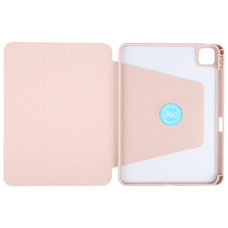 For iPad Air 13 2024 GEBEI Acrylic TPU 3-folding Rotating Smart Tablet Leather Case withh Pen Slot(Pink) - iPad Air 13 2024 Cases by GEBEI | Online Shopping UK | buy2fix