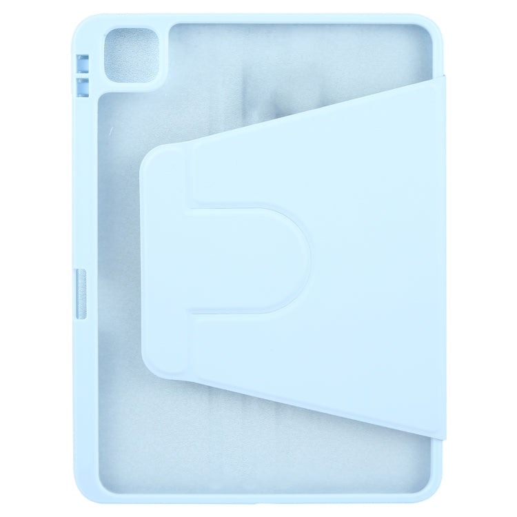 For iPad Pro 12.9 2022 / 2021 / 2020 GEBEI Acrylic TPU 3-folding Rotating Smart Tablet Leather Case withh Pen Slot(Sky Blue) by GEBEI