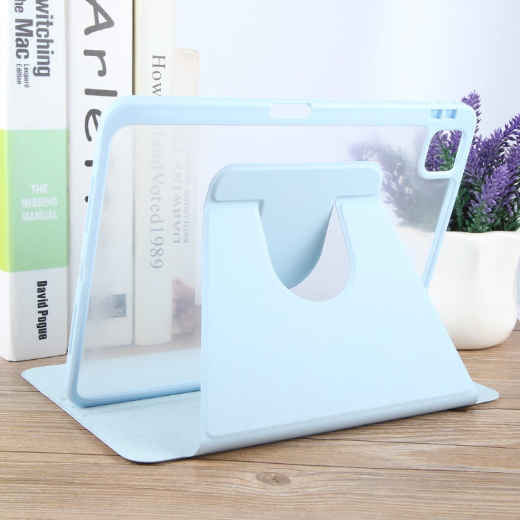 For iPad Pro 12.9 2022 / 2021 / 2020 GEBEI Acrylic TPU 3-folding Rotating Smart Tablet Leather Case withh Pen Slot(Sky Blue) by GEBEI