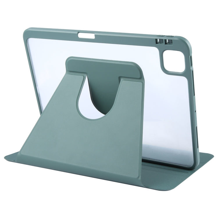 For iPad Pro 11 2024 GEBEI Acrylic TPU 3-folding Rotating Smart Tablet Leather Case withh Pen Slot(Dark Green) - iPad Pro 11 2024 Cases by GEBEI | Online Shopping UK | buy2fix