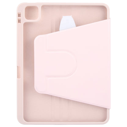 For iPad Pro 11 2024 GEBEI Acrylic TPU 3-folding Rotating Smart Tablet Leather Case withh Pen Slot(Pink) - iPad Pro 11 2024 Cases by GEBEI | Online Shopping UK | buy2fix