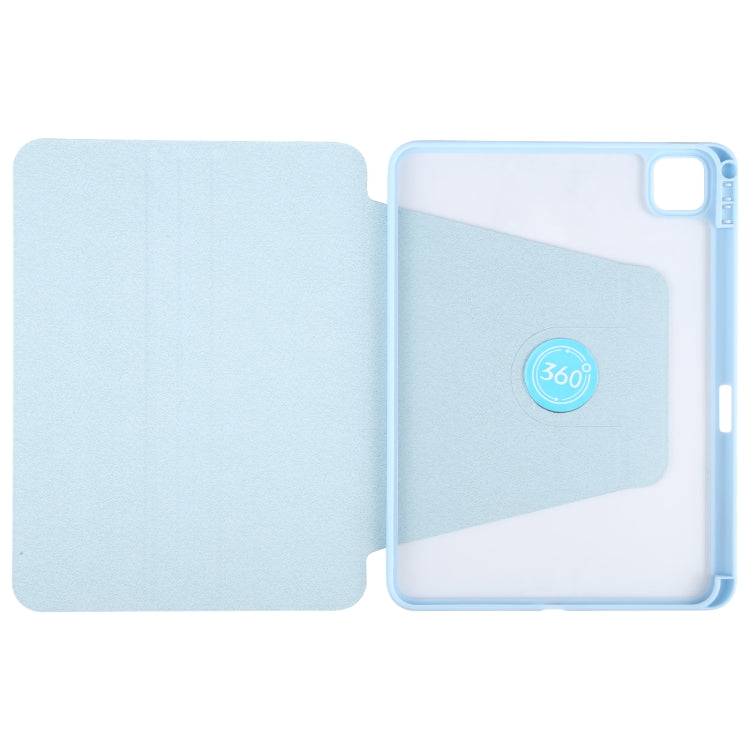 For iPad Pro 13 2024 GEBEI Acrylic TPU 3-folding Rotating Smart Tablet Leather Case withh Pen Slot(Sky Blue) - iPad Pro 13 2024 Cases by GEBEI | Online Shopping UK | buy2fix