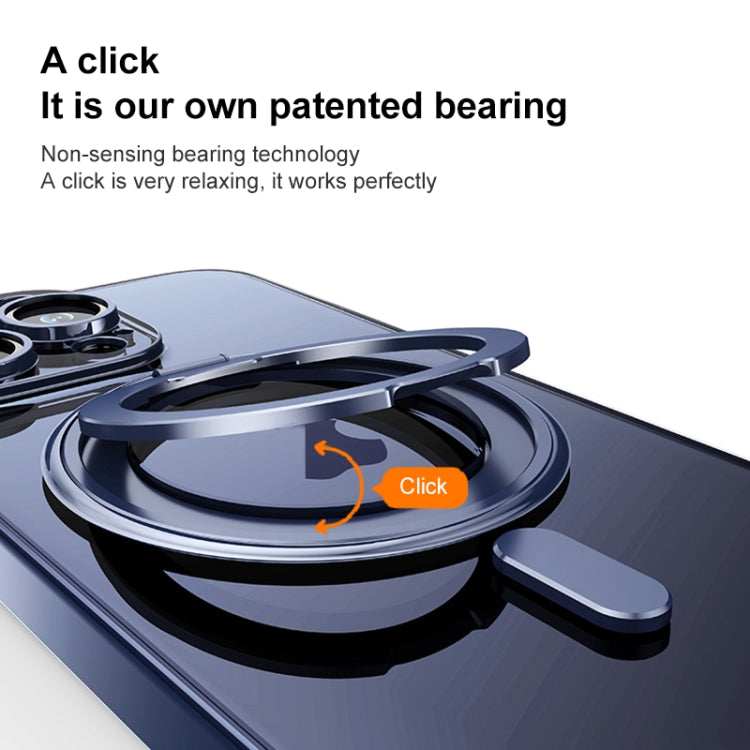 For iPhone 15 Pro Plating PC 360 Ring Holder Magsafe Phone Case(Clear Black) - iPhone 15 Pro Cases by buy2fix | Online Shopping UK | buy2fix