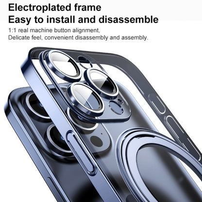 For iPhone 13 Pro Max Plating PC 360 Ring Holder Magsafe Phone Case(Clear Black) by buy2fix