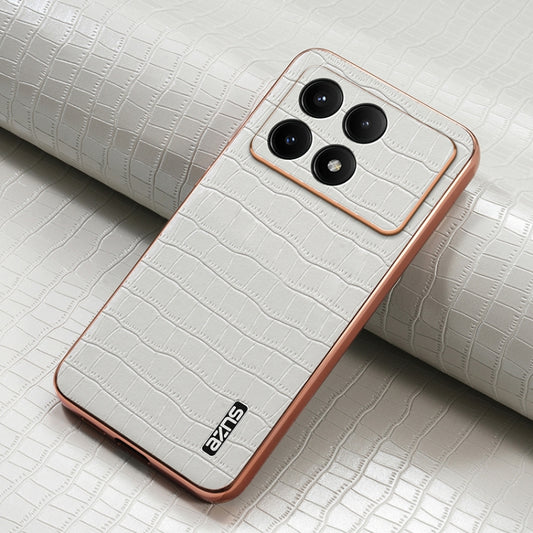 For Redmi K70 / K70 Pro AZNS Electroplated Frame Crocodile Texture Full Coverage Phone Case(White) by AZNS