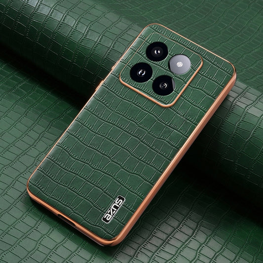 For Xiaomi 14 Pro AZNS Electroplated Frame Crocodile Texture Full Coverage Phone Case(Green) by AZNS