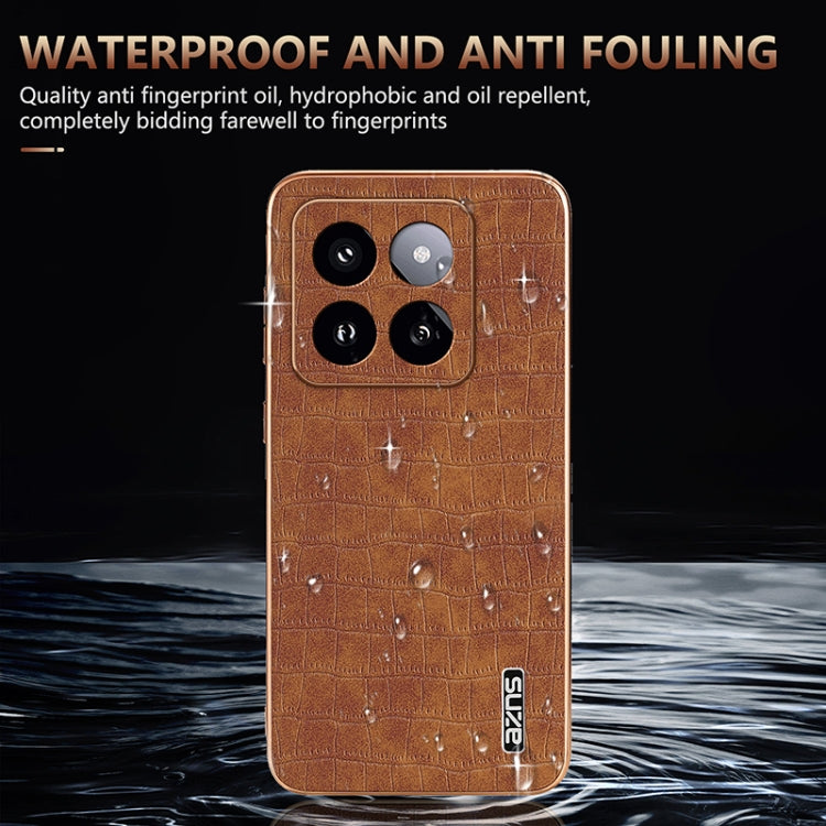 For Xiaomi 14 Pro AZNS Electroplated Frame Crocodile Texture Full Coverage Phone Case(White) - 14 Pro Cases by AZNS | Online Shopping UK | buy2fix