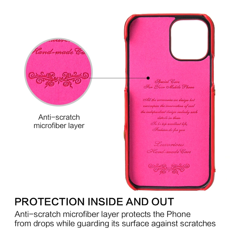 For iPhone 12 Pro Max Fierre Shann Oil Wax Texture Genuine Leather Back Cover Case with 360 Degree Rotation Holder & Card Slot(Red+Light Brown) - iPhone 12 Pro Max Cases by FIERRE SHANN | Online Shopping UK | buy2fix