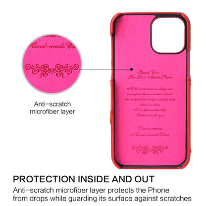 For iPhone 12 Pro Max Fierre Shann Oil Wax Texture Genuine Leather Back Cover Case with 360 Degree Rotation Holder & Card Slot(Red+Light Brown) - iPhone 12 Pro Max Cases by FIERRE SHANN | Online Shopping UK | buy2fix