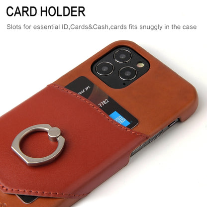 For iPhone 12 mini Fierre Shann Oil Wax Texture Genuine Leather Back Cover Case with 360 Degree Rotation Holder & Card Slot(Light Brown+Dark Brown) - iPhone 12 mini Cases by FIERRE SHANN | Online Shopping UK | buy2fix