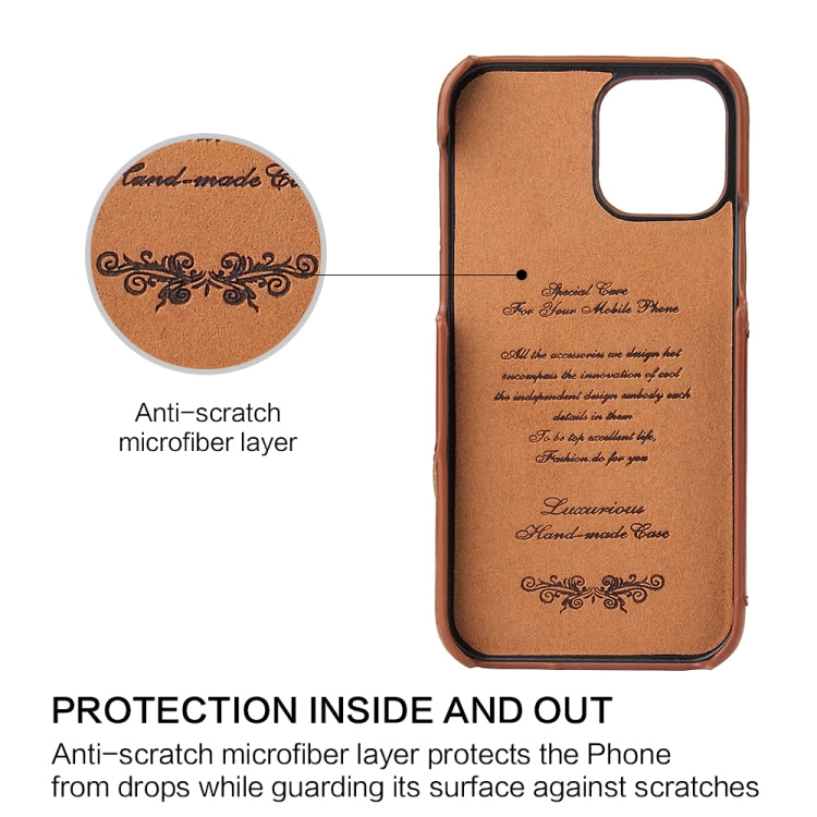 For iPhone 12 mini Fierre Shann Oil Wax Texture Genuine Leather Back Cover Case with 360 Degree Rotation Holder & Card Slot(Light Brown+Dark Brown) - iPhone 12 mini Cases by FIERRE SHANN | Online Shopping UK | buy2fix