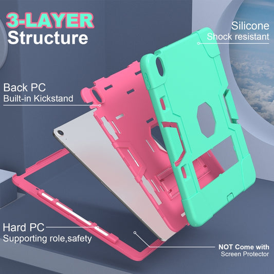 For iPad Air 13 2025 / 2024 Contrast Color Silicone Acrylic PC Tablet Case with Holder(Mint Green Rose Red) by buy2fix