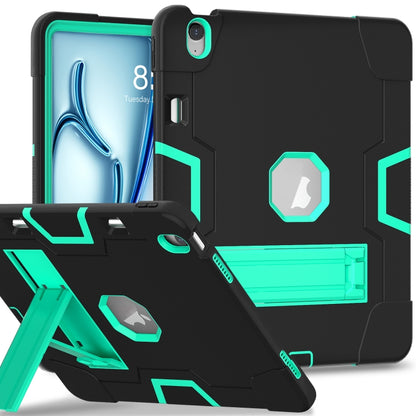 For iPad Air 13 2024 Contrast Color Silicone Acrylic PC Tablet Case with Holder(Black Mint Green) - iPad Air 13 2024 Cases by buy2fix | Online Shopping UK | buy2fix