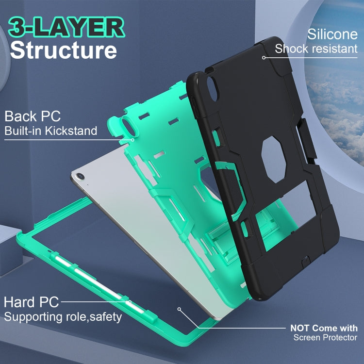 For iPad Air 13 2024 Contrast Color Silicone Acrylic PC Tablet Case with Holder(Black Mint Green) - iPad Air 13 2024 Cases by buy2fix | Online Shopping UK | buy2fix