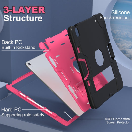 For iPad Air 13 2025 / 2024 Contrast Color Silicone Acrylic PC Tablet Case with Holder(Black Rose Red) by buy2fix