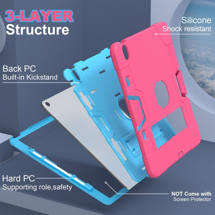 For iPad Air 13 2024 Contrast Color Silicone Acrylic PC Tablet Case with Holder(Rose Red Blue) - iPad Air 13 2024 Cases by buy2fix | Online Shopping UK | buy2fix