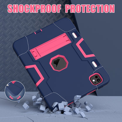 For iPad Pro 13 2025 / 2024 Contrast Color Silicone Acrylic PC Tablet Case with Holder(Navy Blue Rose Red) by buy2fix