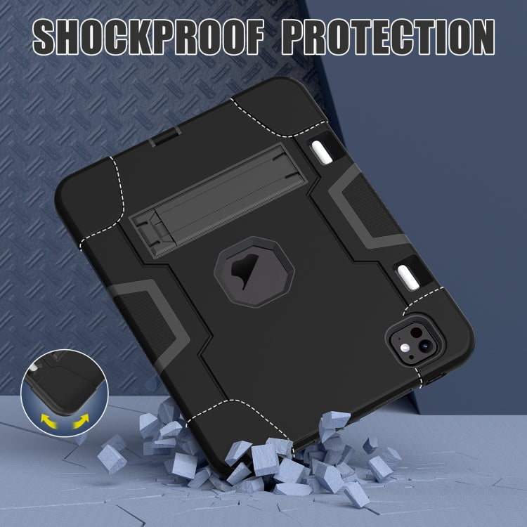 For iPad Pro 13 2025 / 2024 Contrast Color Silicone Acrylic PC Tablet Case with Holder(Black) by buy2fix