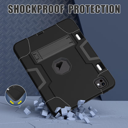 For iPad Pro 13 2025 / 2024 Contrast Color Silicone Acrylic PC Tablet Case with Holder(Black) by buy2fix