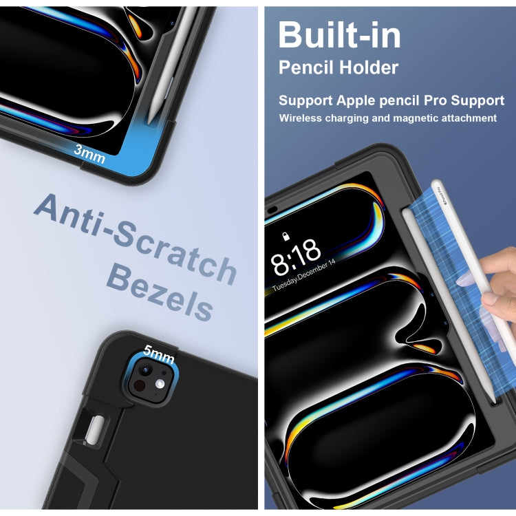 For iPad Pro 13 2025 / 2024 Contrast Color Silicone Acrylic PC Tablet Case with Holder(Black) by buy2fix