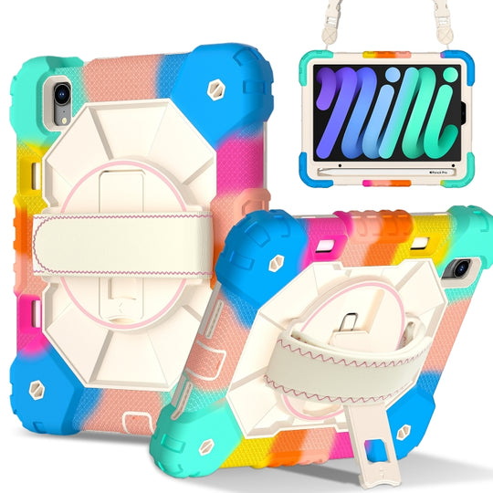 For iPad mini 2024 / mini 6 Contrast Color Robot Silicone Hybrid PC Tablet Case(Colorful Blue)