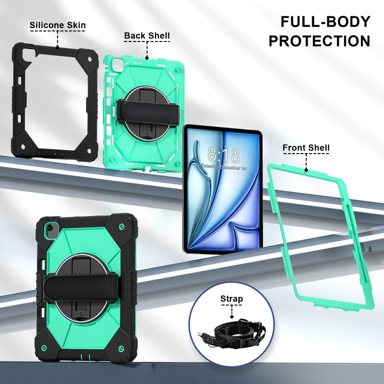 For iPad Air 13 2025 / 2024 Contrast Color Robot Silicone Hybrid PC Tablet Case(Black Mint Green) - iPad Air 13 2025 / 2024 Cases by buy2fix | Online Shopping UK | buy2fix