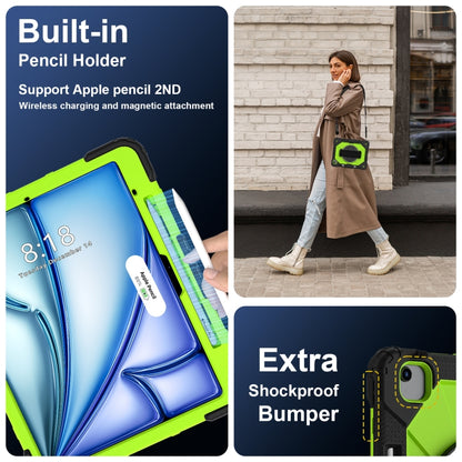 For iPad Air 13 2025 / 2024 Contrast Color Robot Silicone Hybrid PC Tablet Case(Black Yellow Green) - iPad Air 13 2025 / 2024 Cases by buy2fix | Online Shopping UK | buy2fix