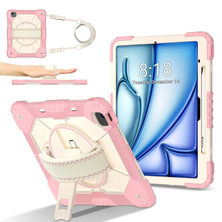 For iPad Air 13 2025 / 2024 Contrast Color Robot Silicone Hybrid PC Tablet Case(Rose Gold Beige) - iPad Air 13 2025 / 2024 Cases by buy2fix | Online Shopping UK | buy2fix